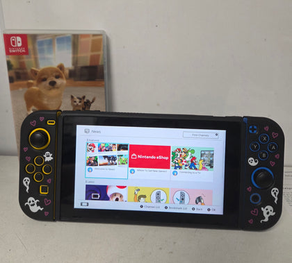 Nintendo Switch Console Blue/Yellow & 1 Game (Ghost Face Skin)