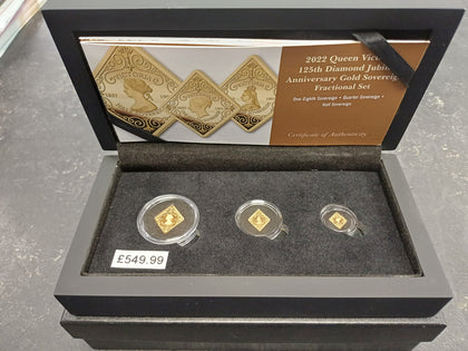 2022 Queen Victoria 125th Diamond Jubilee Anniversary Gold Fractional Sovereign Set.