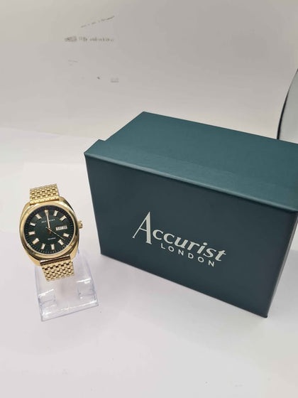 Accurist Gents Retro Bracelet Watch 7335 - Gold Plated - Quartz - Boxed *LIKE NEW*