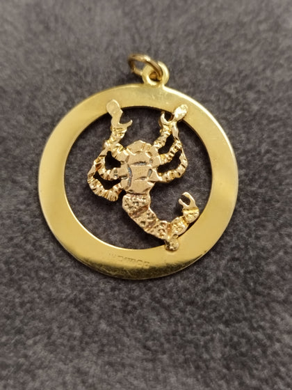 9ct Yellow Gold 'Scorpio' Zodiac Pendant