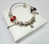 Pandora Moments Two Toned Logo Clasp Snake Bracelet with 12 Charms 19cm