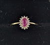 9CT HALLMARKED 375, YELLOW GOLD, RING WITH RED STONE EMBEDDED, SIZE I, 1.6G, BOXED