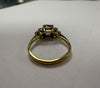 9CT GOLD RING WITH PURPLE/CLEAR STONES SIZE J 1/2 LEYLAND STORE