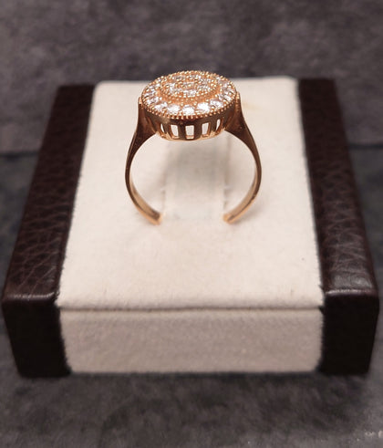 14ct Rose Gold Clear Stone Round Cluster Ring - Size L