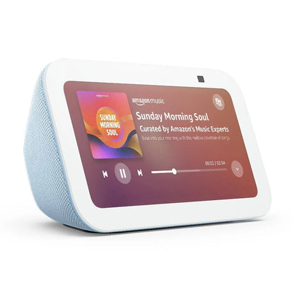 Echo Show 5 (2nd gen) I Smart display and alarm clock with clearer sound I Cloud blue