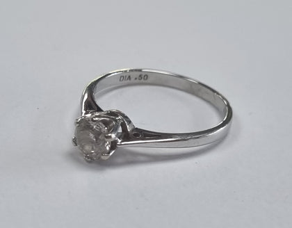 18CT WHITE GOLD DIAMOND RING 0.50CT SIZE M