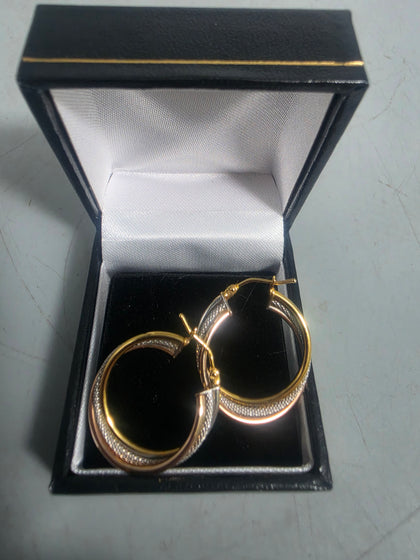 9ct GOLD EARRINGS 375 1.6G 25mm