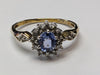 9CT GOLD DIAMOND & BLUE STONE RING SIZE N 1.77G PRESTON STORE