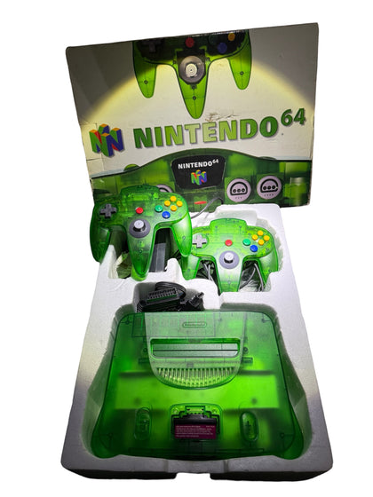 **ULTRA RARE** N64 Funtastic Jungle Green Console Fully Boxed Nintendo 64 bundle with games, expansion packs and extra official controller