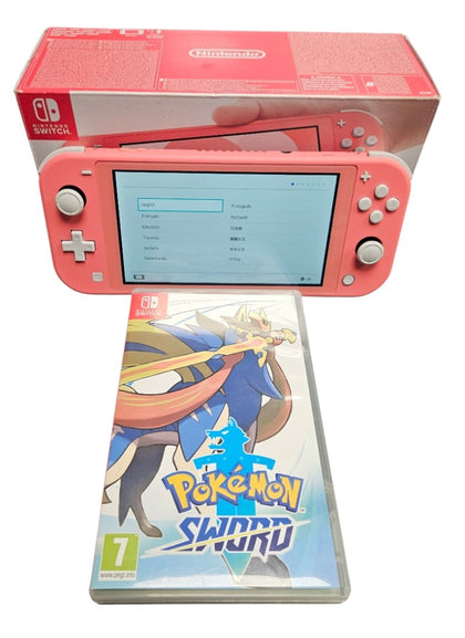 Nintendo Switch Lite - Pink - with Pokemon Sword Game - Boxed