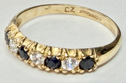 9ct yellow gold 7 stone eternity ring size L 1/2