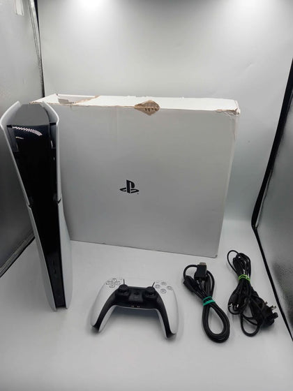 PlayStation 5 Slim Digital Console unboxed with 1 controller and wires