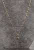 14ct Rose Gold Double-Sided Clear/Black Stone Set Cross & Singapore Chain 20"
