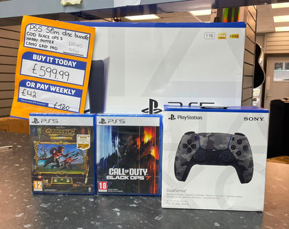 PlayStation 5 Slim Disc bundle COD Black Ops 7, harry Potter and camo grey controller