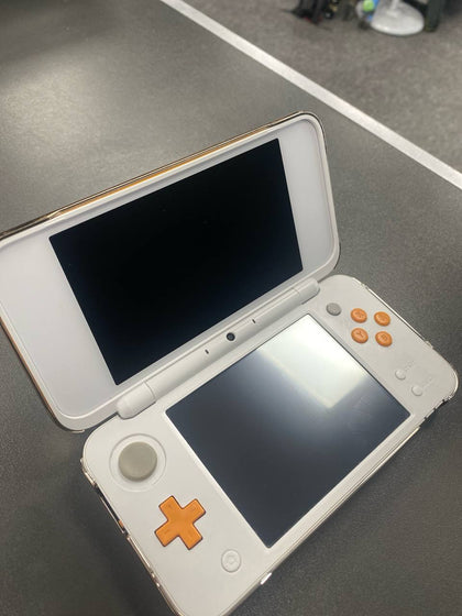 2DS XL Console, w/AC Adapter, White & Orange