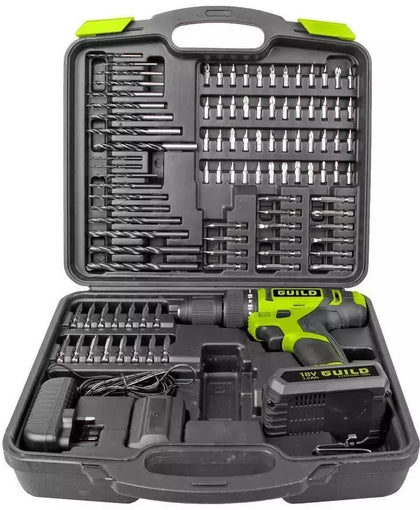 Guild 18V Cordless Impact Drill with 100 Accessories - 2.0Ah