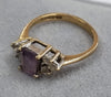 9ct Gold Ring Purple/Clear Stones