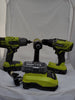 Ryobi Tool Kit Bundle -  Impact Wrench, Combi Drill, Cordless Drill with 4 x 18V Batteries and Charger, Ryobi Carry Case Included