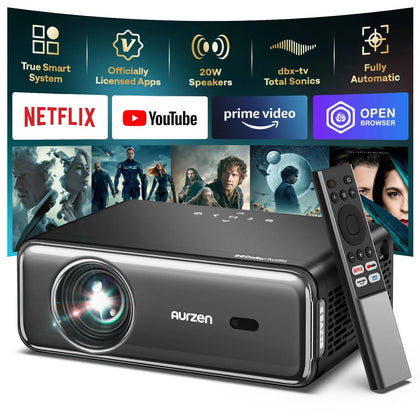 Aurzen EAZZE D1 Pro Home/Outdoor Projector | 1080p, HDR10, 4K Support Portable Projector EU