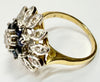 18ct yellow gold diamond & sapphire cluster ring N 1/2