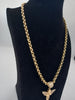9CT Thick Gold Chain Link Style (52.88G), 19" Length with Baby Angel CZ Stone Pendant (5.6Grams)