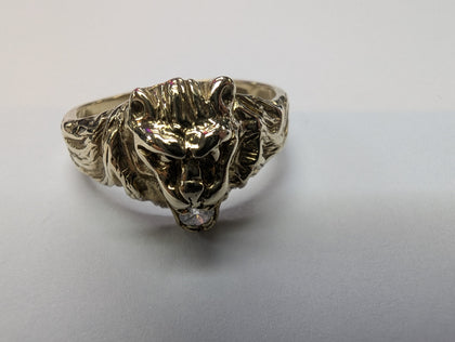 9CT GOLD LION HEAD RING 3.98G SIZE S PRESTON STORE