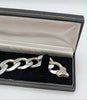925 Hallmarked Silver, Heavy Thick Curbed Bracelet, 10", 84.9G, Boxed