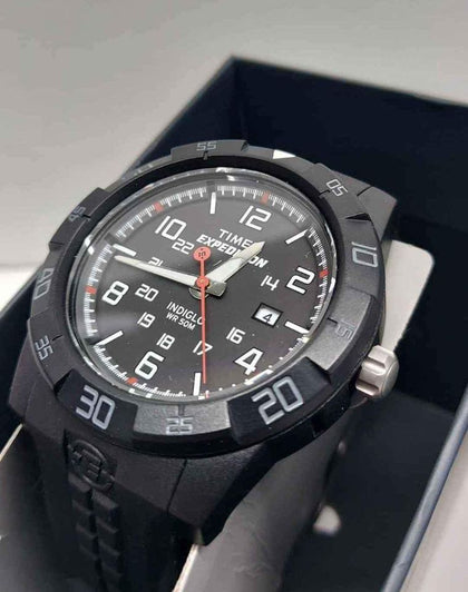 Timex Expedition Rugged Gents Quartz Divers Style Watch With Date - Rubber Strap - Boxed.