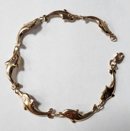 14ct Rose Gold Dolphin Bracelet - 8.5