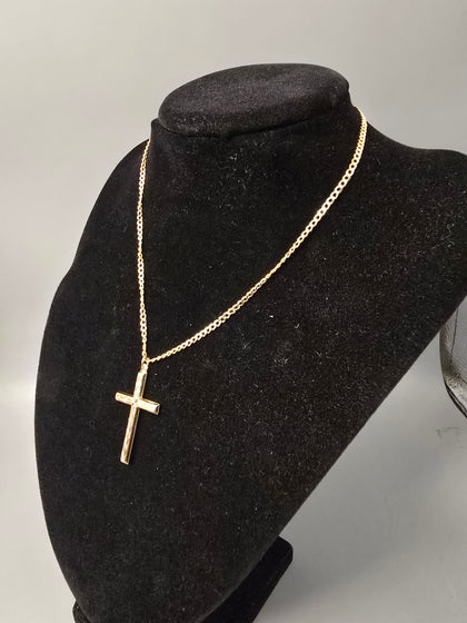 14ct Gold Necklace 585 1.8G with 9ct cross pendant 375 2.0G 14'' in Length