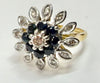 18ct yellow gold diamond & sapphire cluster ring N 1/2