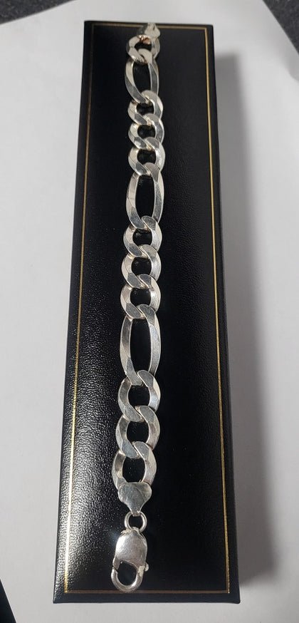 925 Silver Figero Bracelet - 32.52G - Hallmarked