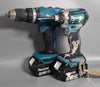 Makita DHP453 Combi Drill, Impact Driver DTD154 with 2x Batteries and Charger