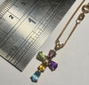 9CT Gold Chain and Cross Pendant with Multicoloured Stones 18”