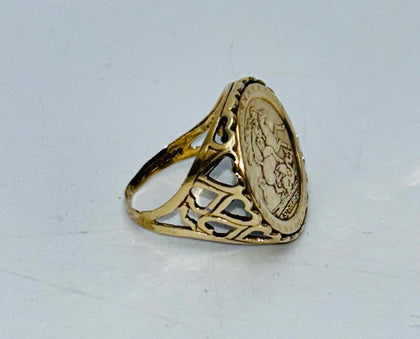 9CT Yellow Gold Ring, St George's Foil, 4.7G, Size:Q/58, Boxed