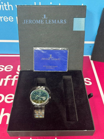 JEROME LEMARS WATCH SLIVER/GREEN BOXED