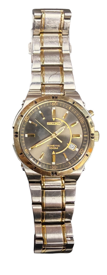 Seiko Men's SKA348 Kinetic Two-Tone Watch **Boxed**