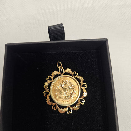 1907 Gold Half Sovereign Edward VII & 9ct Pendant Mount