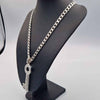 925 Sterling Silver Curb Chain Necklace With Big CZ Key Pedant - 97.93 Grams - 22" Long