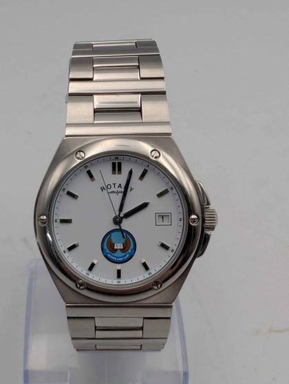 Rotary Saudi Arabian Airforce Mens Quartz Watch With Date - Screwdown Crown - White Dial - Unboxed