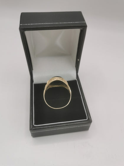 9K Gold Ring with Black Stone 3.9G Hallmarked and Tested Size W *SALE*