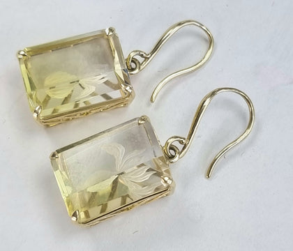 9ct Gold Bi Colour Quartz Earrings