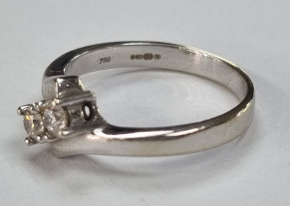 18ct White Gold Diamond Ring Size M1/2 0.25ct
