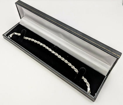 Silver Hallmarked 925, Rope Chain Bracelet with Lobster Clasp, 8