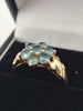 9ct Yellow Gold Blue Topaz Cluster Flower Ring - 2.85 Grams - Size Q
