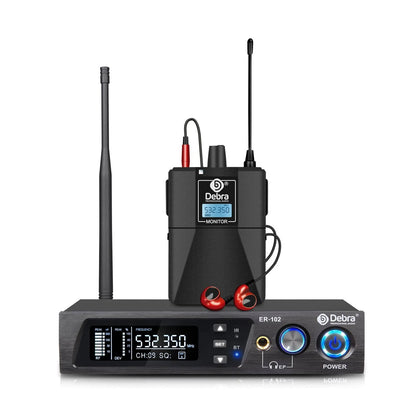 D Debra Audio Pro ER-102 UHF Single Channel Wireless in Ear Monitor System with Transmitter and Receiver For Stage, Recording Studio, Musici