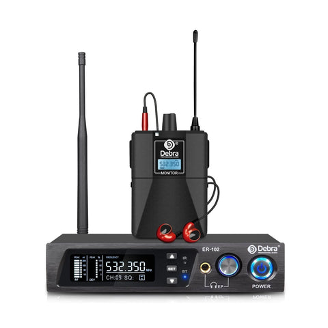 D Debra Audio Pro ER-102 UHF Single Channel Wireless in Ear Monitor System with Transmitter and Receiver For Stage, Recording Studio, Musici