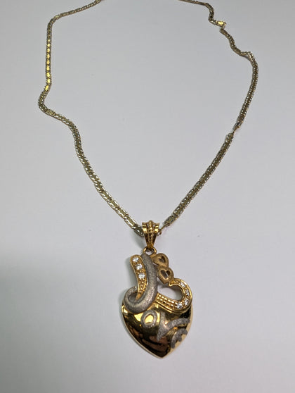 18ct Yellow & White Gold Necklace with (Love) Pendant
