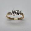 18ct Yellow Gold with 3 Diamonds Set In Platinum Trilogy Gold Ring - Size O