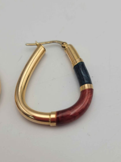 Pair Of 9ct Yellow Gold Vintage Pendeloque Hoop Earrings - 5.09 Grams